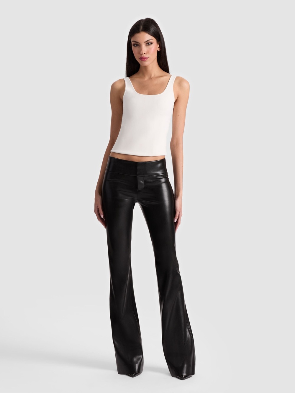 Alice + Olivia Black Faux Leather Bootcut Pants (NWT)